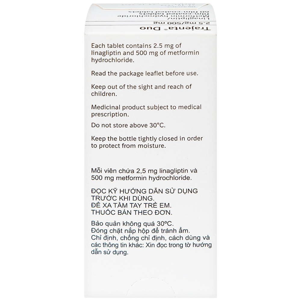 Hình ảnh Thuốc Trajenta Duo 2.5mg/500mg Boehringer điều trị đái tháo đường típ 2 (60 viên)
