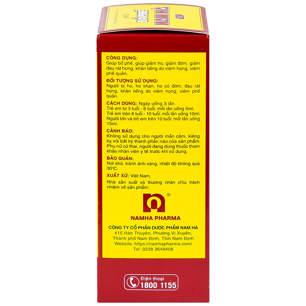 Hình ảnh Siro Bổ Phế Nam Hà XC giảm ho, giảm đờm, đau rát họng, khàn tiếng do viêm họng (125ml)