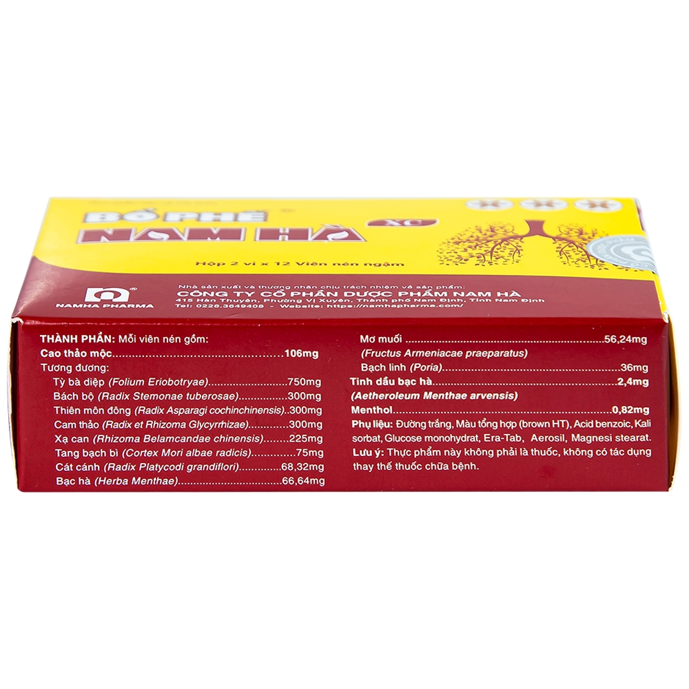 Hình ảnh Viên ngậm Bổ Phế Nam Hà XC giảm ho, giảm đờm, đau rát họng (125ml)