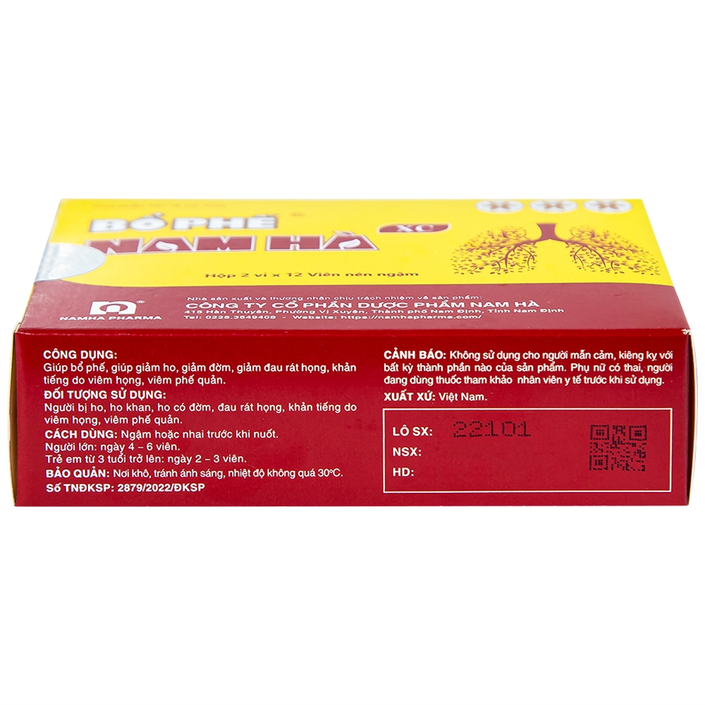 Hình ảnh Viên ngậm Bổ Phế Nam Hà XC giảm ho, giảm đờm, đau rát họng (125ml)