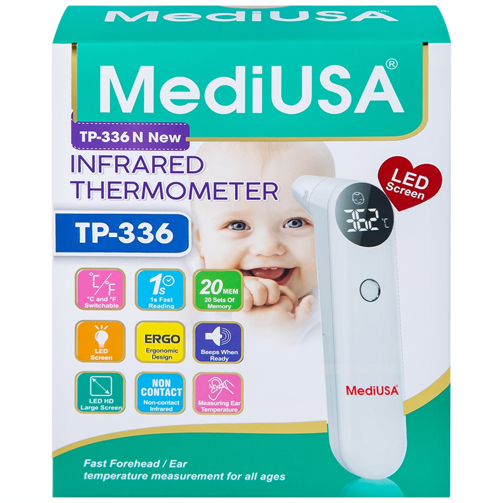 Hình ảnh Nhiệt kế hồng ngoại MediUSA TP-336 đo không chạm, cho kết quả nhanh trong 3 giây