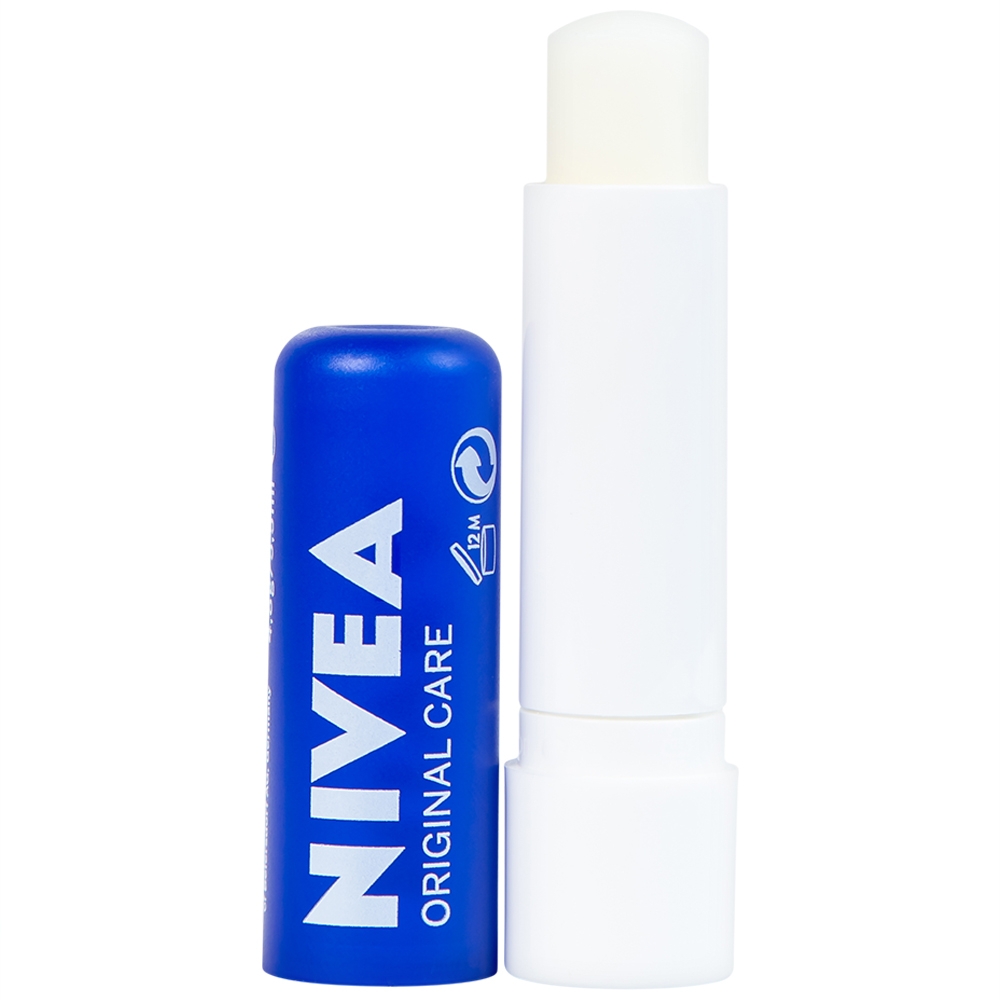 Hình ảnh Son dưỡng ẩm Nivea Original Care dưỡng và duy trì độ ẩm cho môi (4.8g)