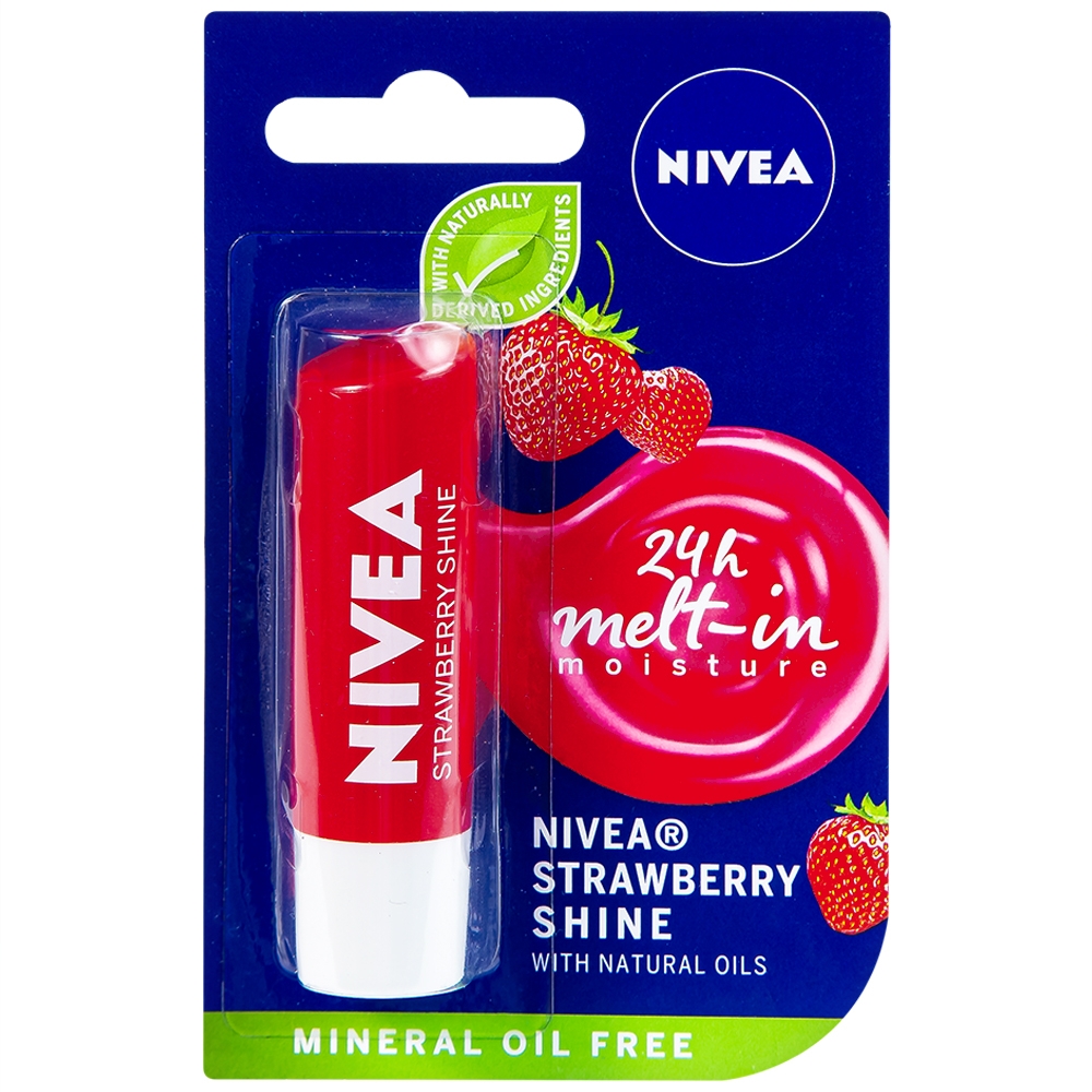 Hình ảnh Son dưỡng ẩm Nivea Strawberry Shine dưỡng và duy trì độ ẩm cho môi (4,8g)