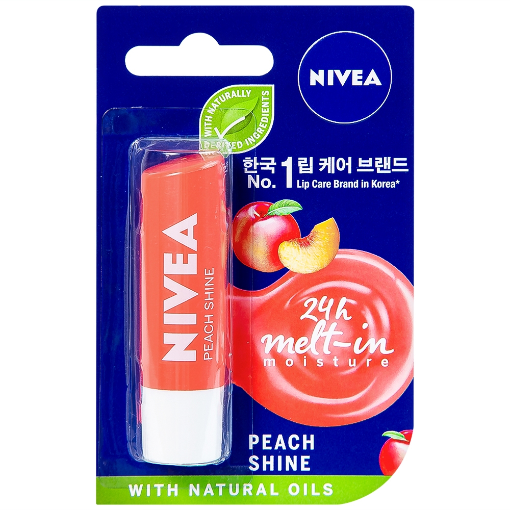 Hình ảnh Son dưỡng ẩm chuyên sâu Nivea Peach Shine không thâm môi, không chứa chì (4.8g)