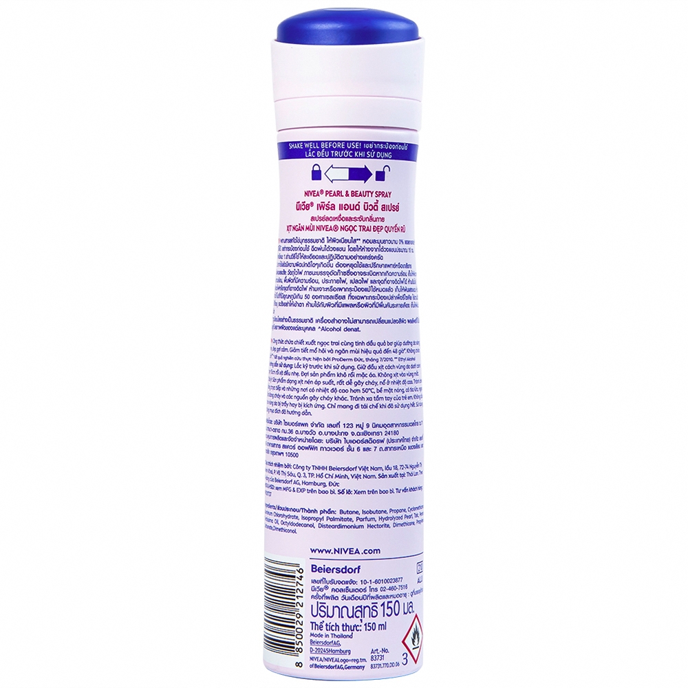 Hình ảnh Xịt khử mùi Nivea Anti-Perspirant Pearl And Beauty giảm tiết mồ hôi, ngăn mùi đến 48h (150ml)