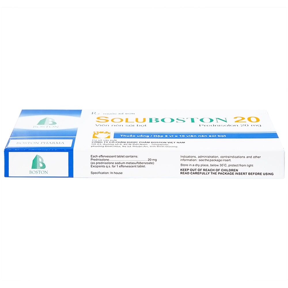 Hình ảnh Viên sủi Soluboston 20 Boston điều trị giảm tình trạng viêm, dị ứng (2 vỉ x 10 viên)