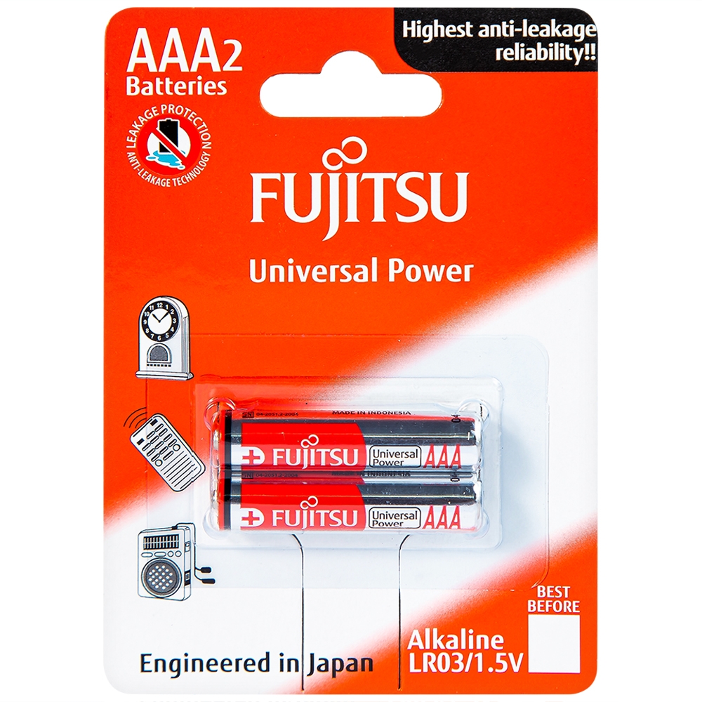 Hình ảnh Pin Fujitsu Alkaline LR03 (2B) FU-W-FI - AAA (Vỉ 2 cục)