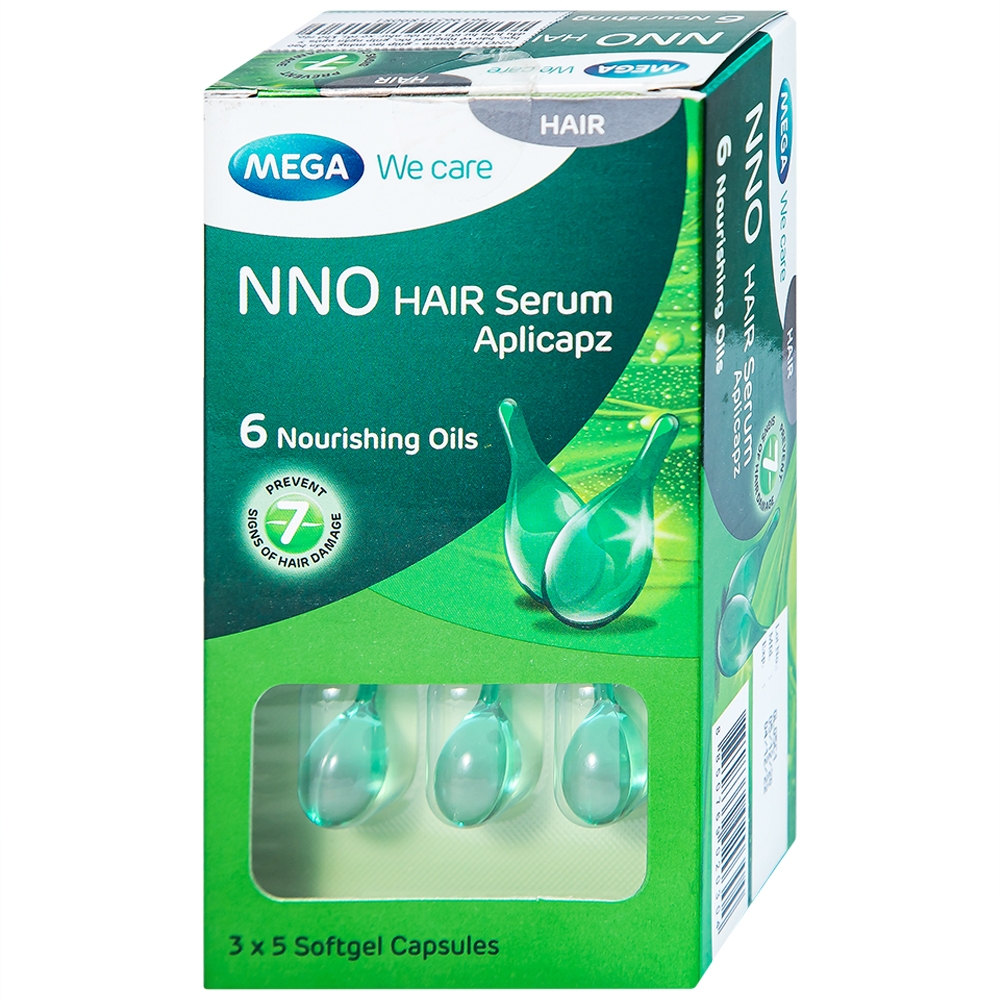 Hình ảnh Dầu dưỡng tóc NNO Hair Serum Aplicapz MEGA We care không gây nhờn dính (3 vỉ x 5 viên)