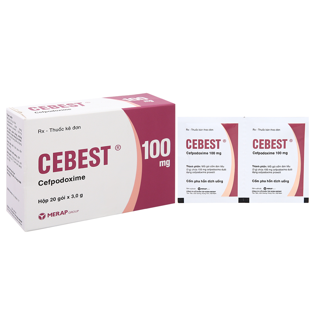Hình ảnh Thuốc Cebest 100mg Merap điều trị nhiễm khuẩn nhẹ và trung bình (20 gói x 3g)