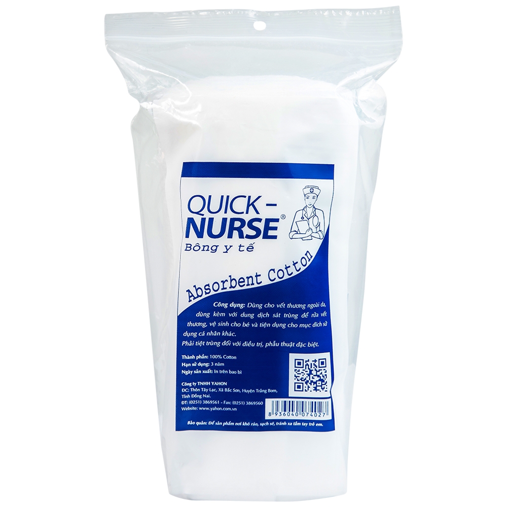 Hình ảnh Bông y tế Quick Nurse (100g) dùng cho vết thương ngoài da, sát trùng, vệ sinh cho bé
