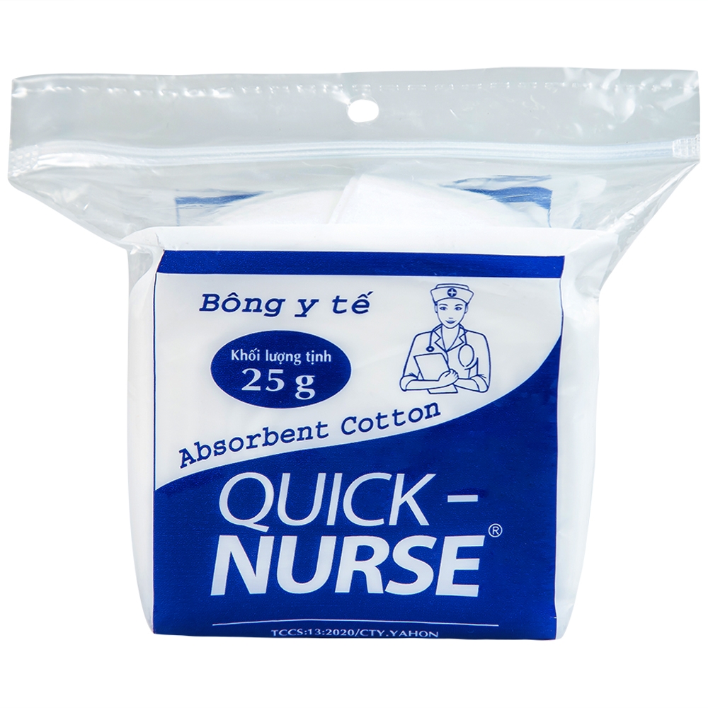 Hình ảnh Bông y tế Quick Nurse 25g dùng cho vết thương ngoài da, sát trùng, vệ sinh cho bé 