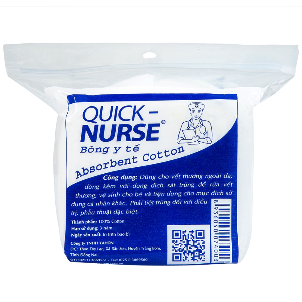 Hình ảnh Bông y tế Quick Nurse 25g dùng cho vết thương ngoài da, sát trùng, vệ sinh cho bé 