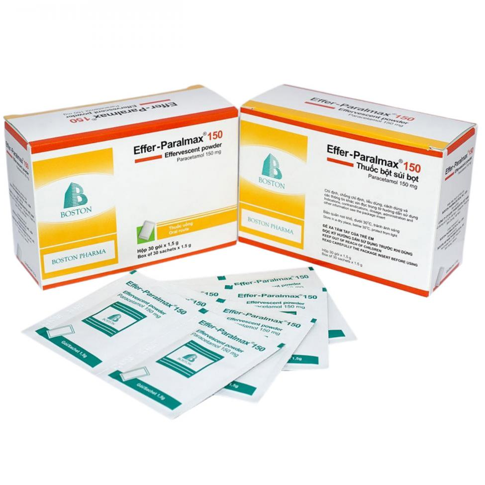 Hình ảnh Thuốc Effer-Paralmax 150 Boston điều trị các chứng đau, sốt từ nhẹ đến vừa (30 gói)