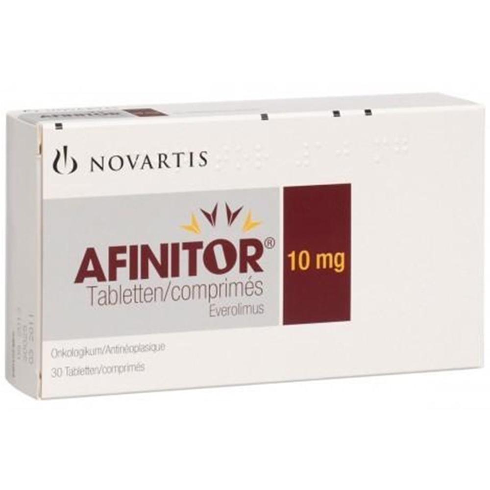 Hình ảnh Thuốc Afinitor 10mg Novartis điều trị ung thư vú, ung thư thận, khối u não, khối u dạ dày, ruột, tụy (3 vỉ x 10 viên)