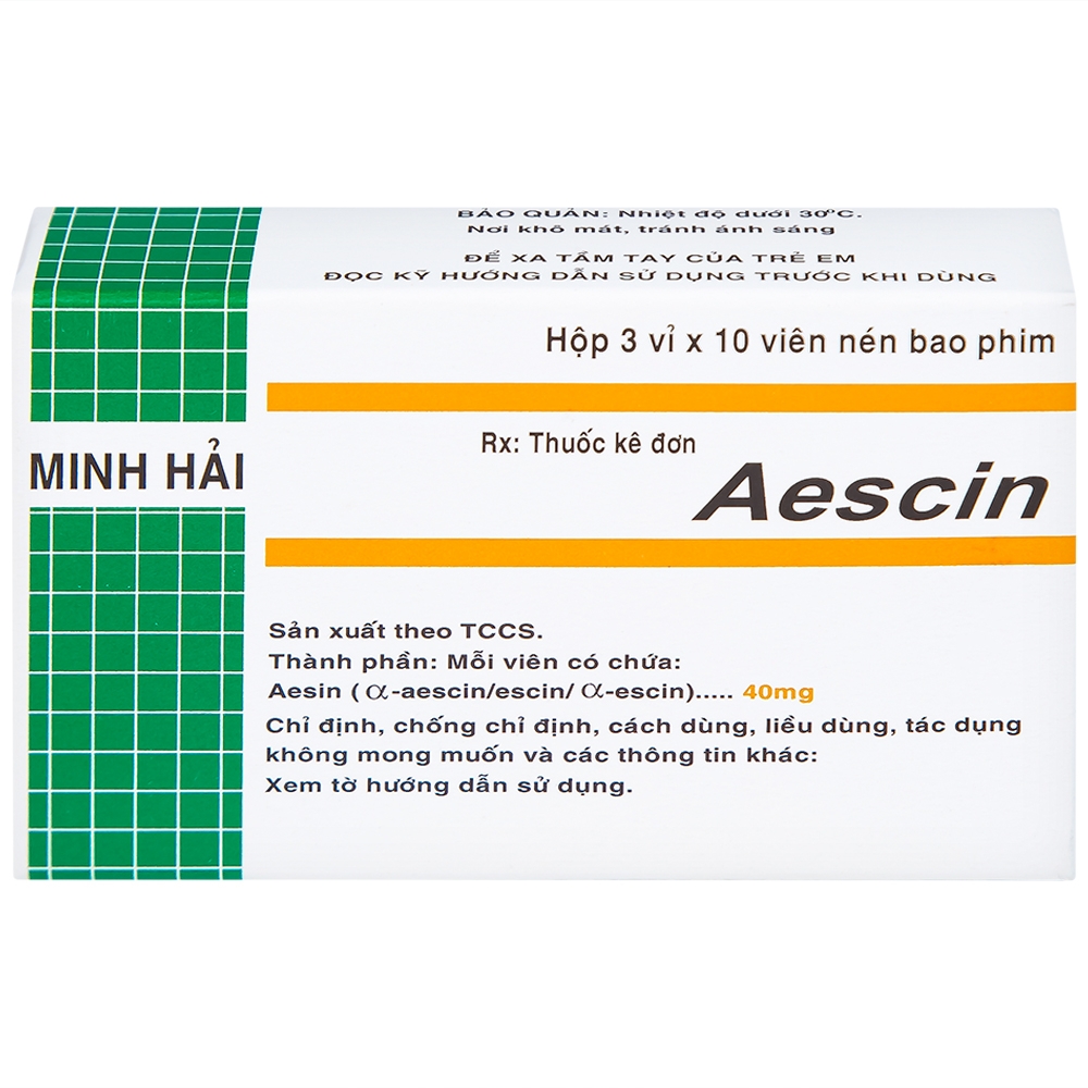 Hình ảnh Viên nén Aescin 40mg Minh Hải điều trị thiểu năng tĩnh mạch, tụ máu (3 vỉ x 10 viên)