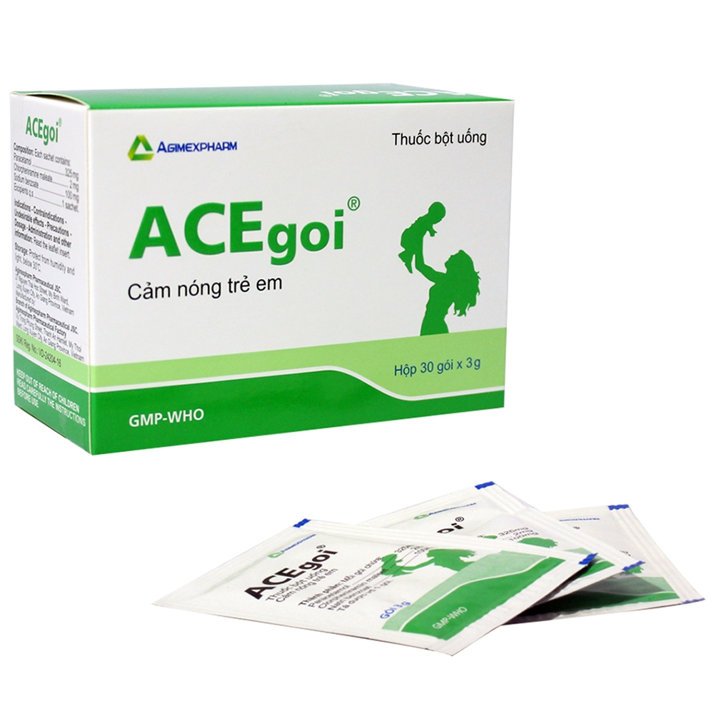Hình ảnh Thuốc bột uống Acegoi Agimexpharm điều trị nóng, ho, sổ mũi, nghẹt mũi, nhức đầu (30 gói x 3g)