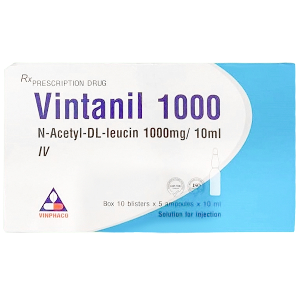 Hình ảnh Thuốc tiêm Vintanil 1000mg/10ml Vinphaco hỗ trợ điều trị triệu chứng chóng mặt (10 vỉ x 5 ống)