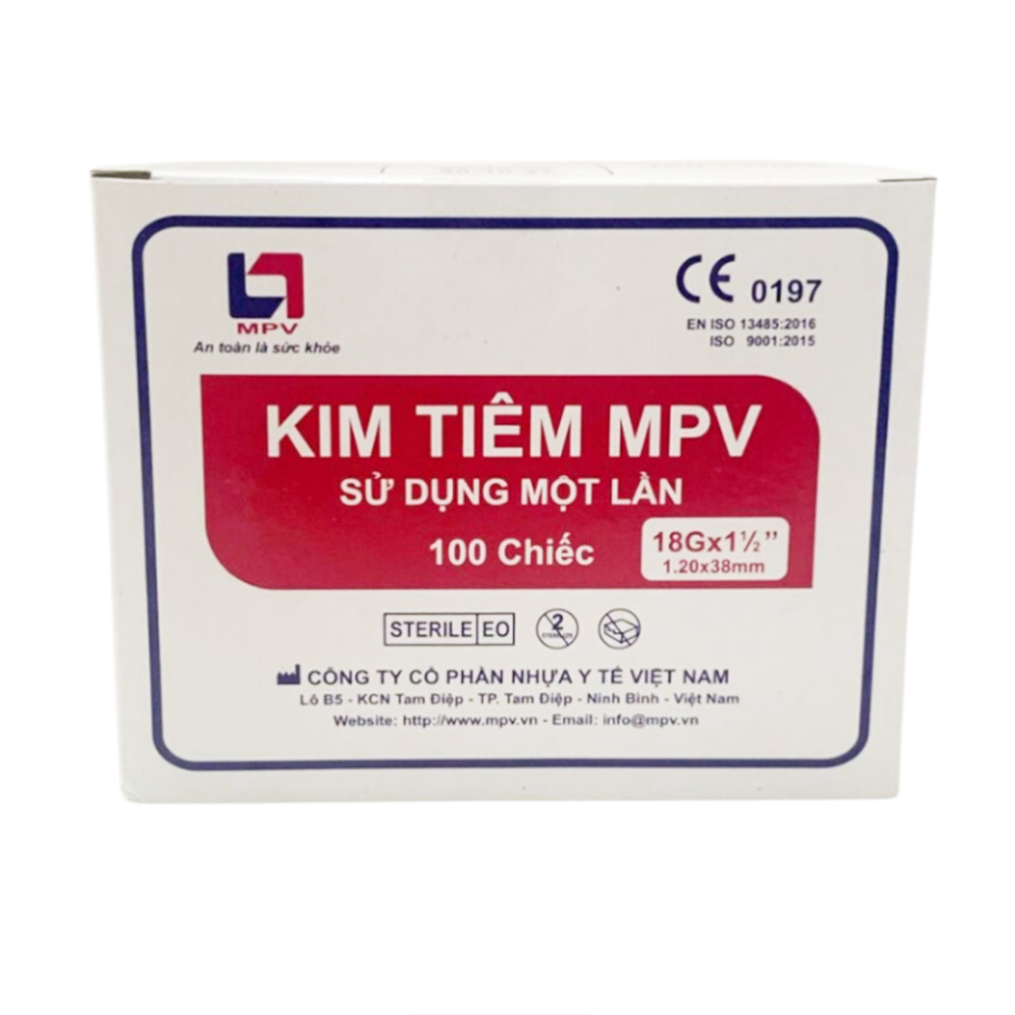 Hình ảnh Kim tiêm MPV 18g sử dụng 1 lần, được khử trùng bằng khí E.O (100 chiếc)