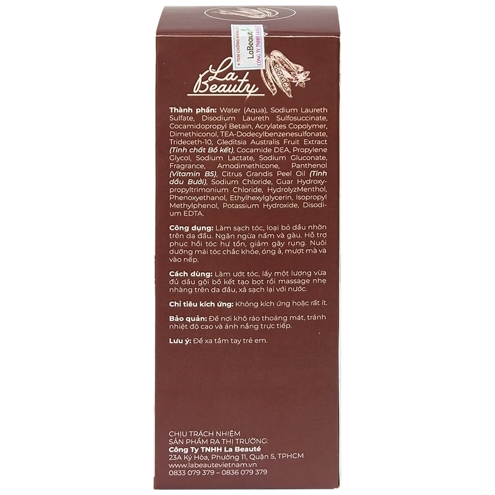 Hình ảnh Dầu gội bồ kết La Beauty loại bỏ dầu nhờn, ngăn nấm, gàu, phục hồi hư tổn, giảm gãy rụng (250ml)