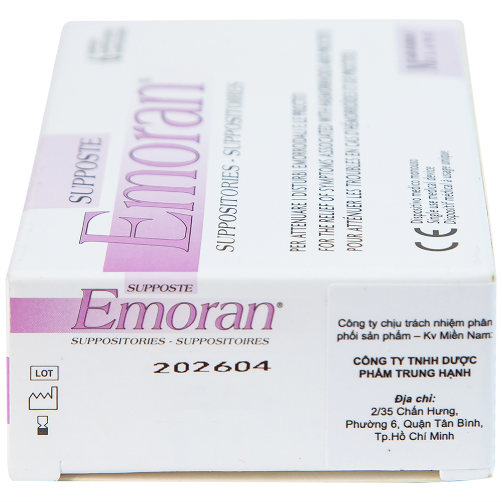 Hình ảnh Viên đặt Supposte Emoran giảm các triệu chứng của bệnh trĩ, viêm trực tràng (6 viên)