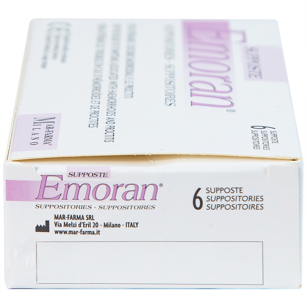 Hình ảnh Viên đặt Supposte Emoran giảm các triệu chứng của bệnh trĩ, viêm trực tràng (6 viên)