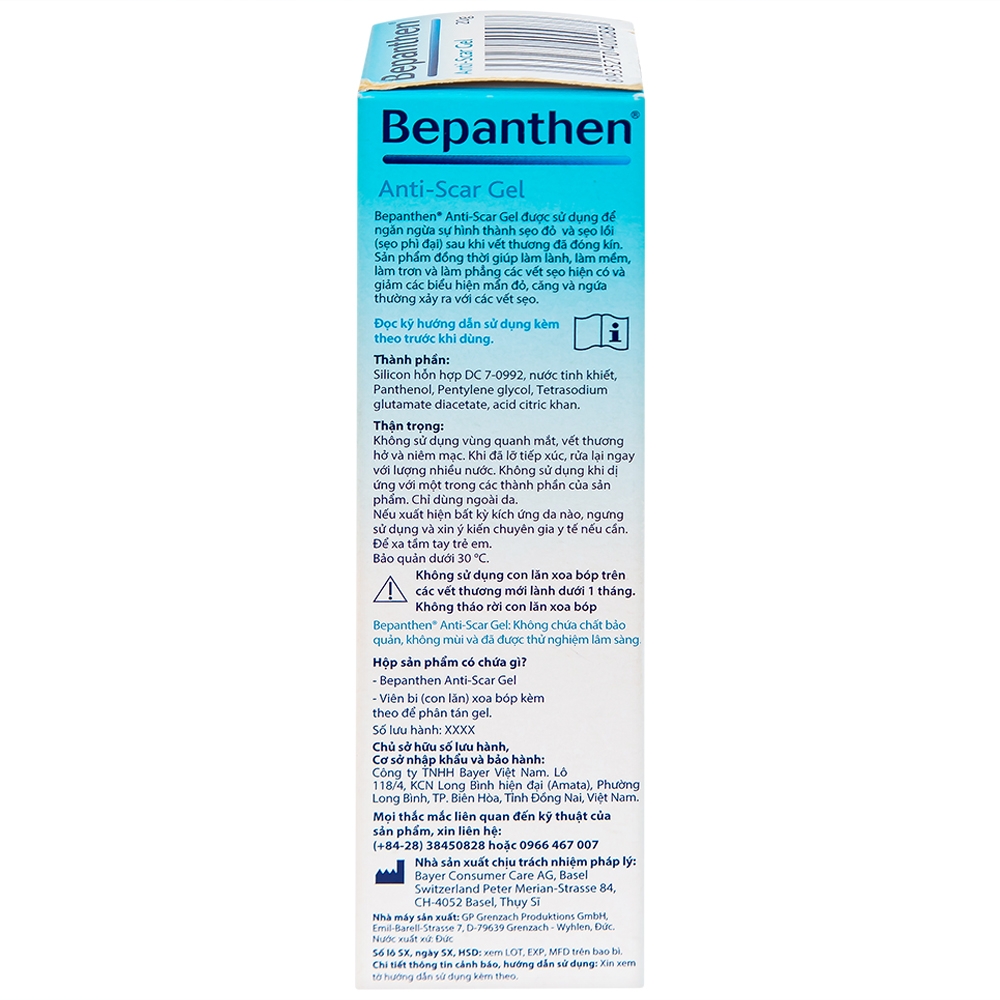 Hình ảnh Gel trị sẹo Bepanthen Anti-Scar ngăn ngừa hình thành sẹo đỏ và sẹo lồi (20g)