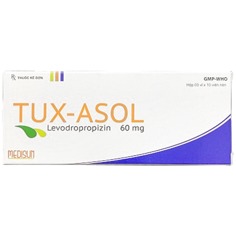Hình ảnh Thuốc Tux-asol 60mg Medisun điều trị các bệnh phế quản và phổi có kèm ho khan (3 vỉ x 10 viên)