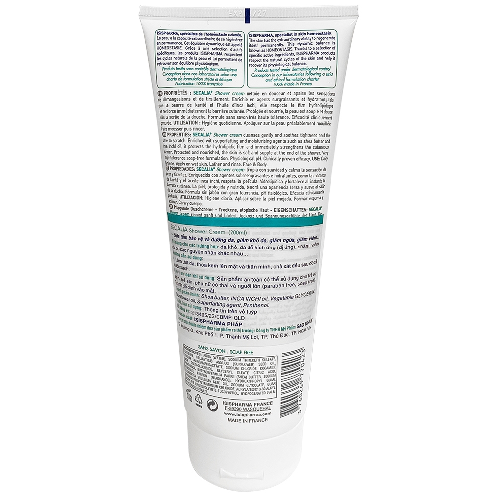 Hình ảnh Sữa tắm Secalia Shower Cream IsisPharma dưỡng da, giảm khô da, giảm ngứa (200ml)