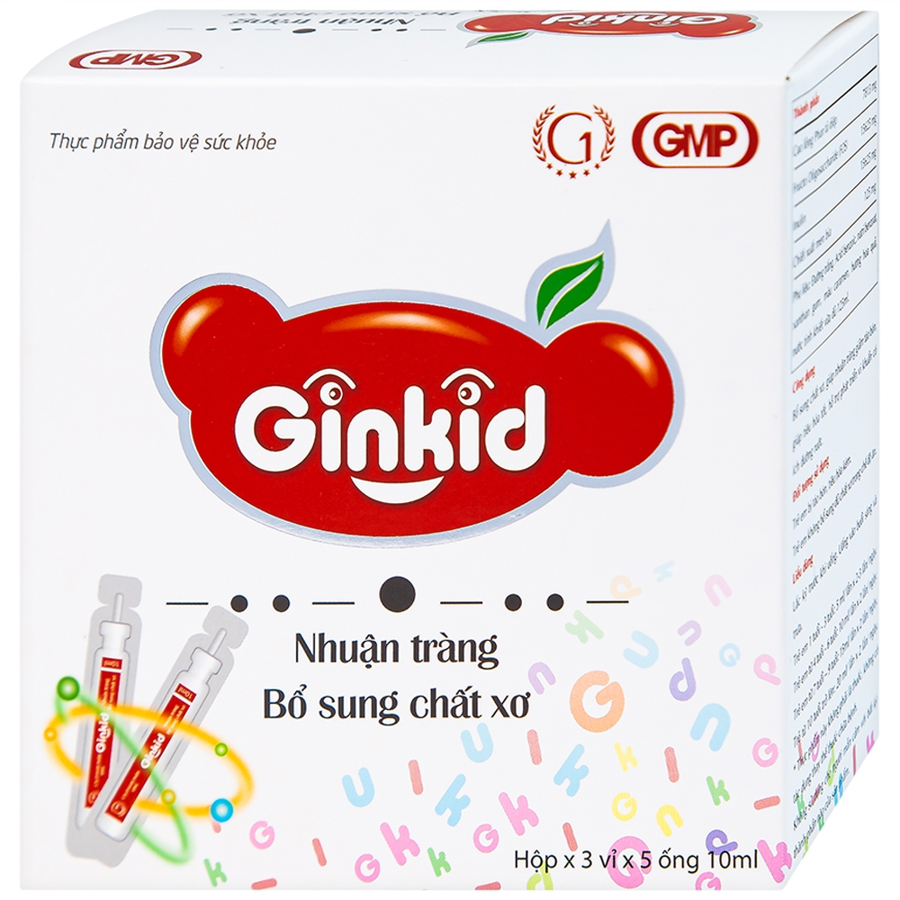 Hình ảnh Siro Ginkid GINIC nhuận tràng, bổ sung chất xơ (3 vỉ x 5 ống x 10ml)