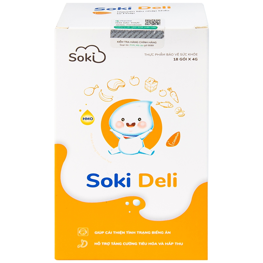 Hình ảnh Bột hòa tan Soki Deli cải thiện tình trạng biếng ăn, tăng cường tiêu hóa và hấp thu (18 gói x 4g)