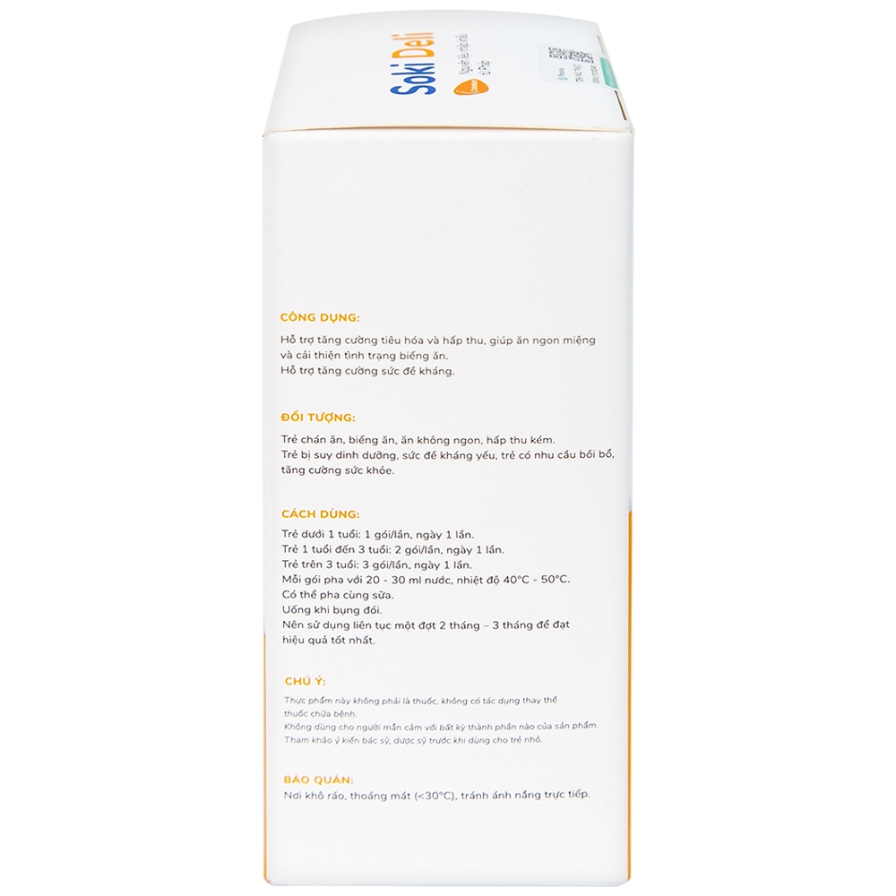 Hình ảnh Bột hòa tan Soki Deli cải thiện tình trạng biếng ăn, tăng cường tiêu hóa và hấp thu (18 gói x 4g)
