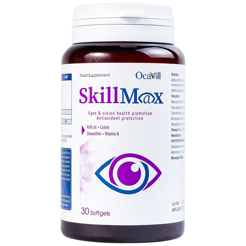 Hình ảnh Viên uống SkillMax OCAVILL hỗ trợ tăng cường thị lực, cải thiện các triệu chứng khô mắt (Hộp 30 viên)