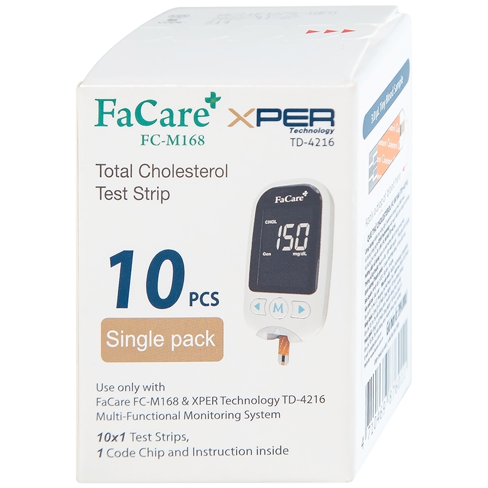 Hình ảnh Que thử Cholesterol FaCare FC-M168 kiểm tra nồng độ cholesterol (10 cái)