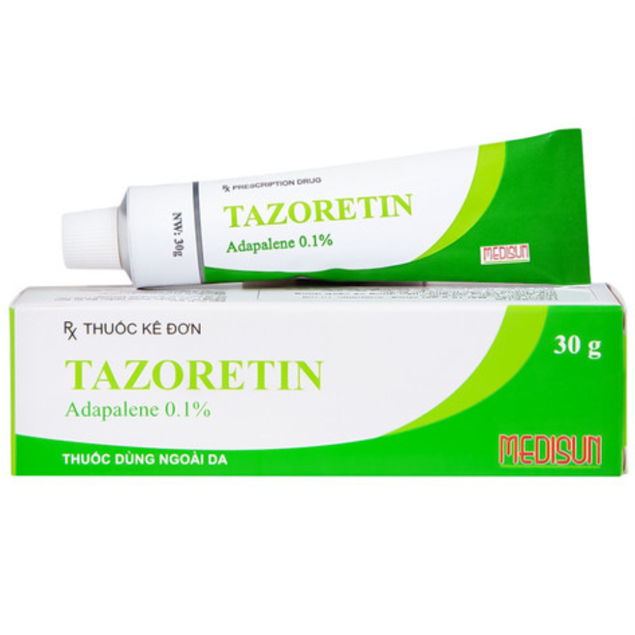 Hình ảnh Thuốc bôi Tazoretin Adapalene 0.1% Medisun điều trị tại chỗ mụn trứng cá vừa và nhẹ (15g)