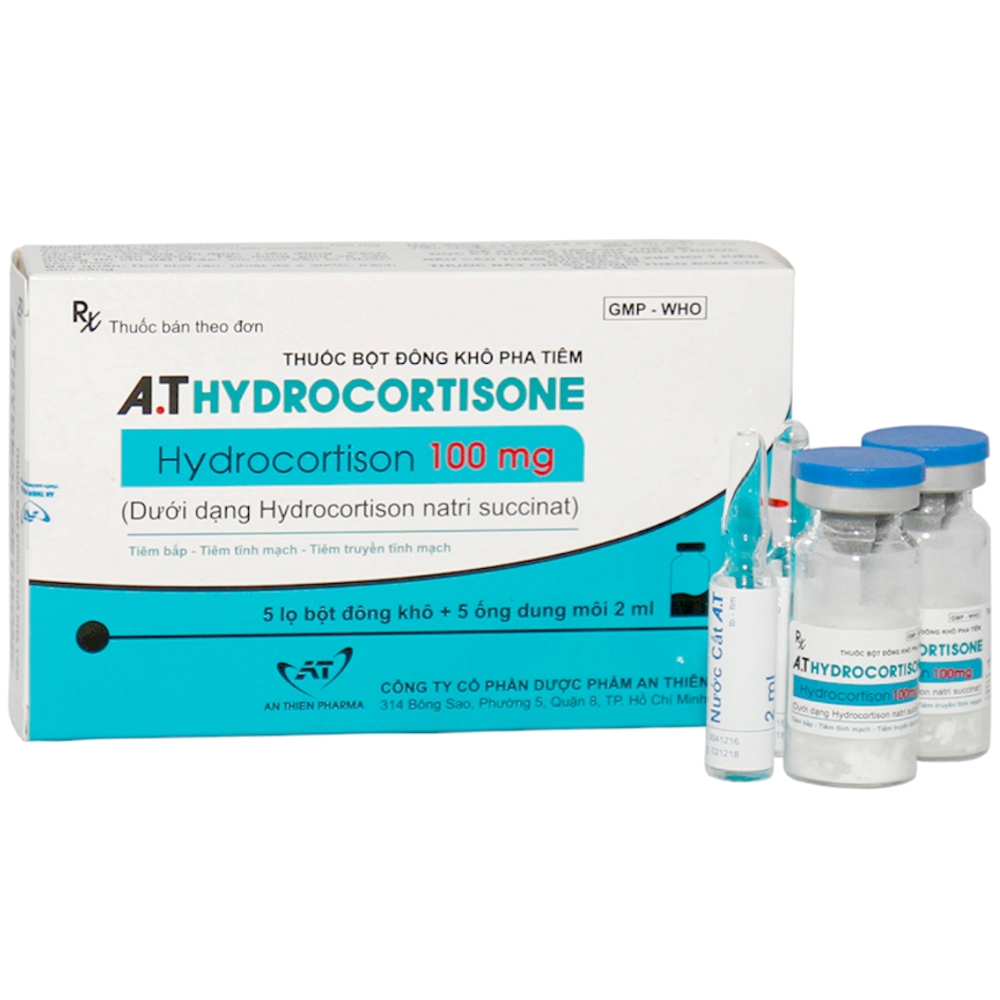 Hình ảnh Thuốc bột đông khô pha tiêm A.Thydrocortisone An Thiên điều trị suy vỏ thượng thận (5 ống dung môi + 5 lọ bột)