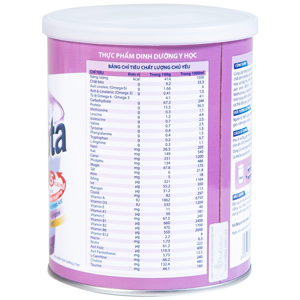 Hình ảnh Sữa bột Fohepta Vitadairy dinh dưỡng dành cho bệnh nhân gan (400g)