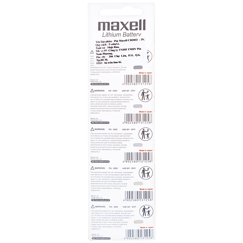 Hình ảnh Pin Maxell Lithium CR2032 - 3V cung cấp điện năng ổn định cho thiết bị (20 vỉ x 5 viên)