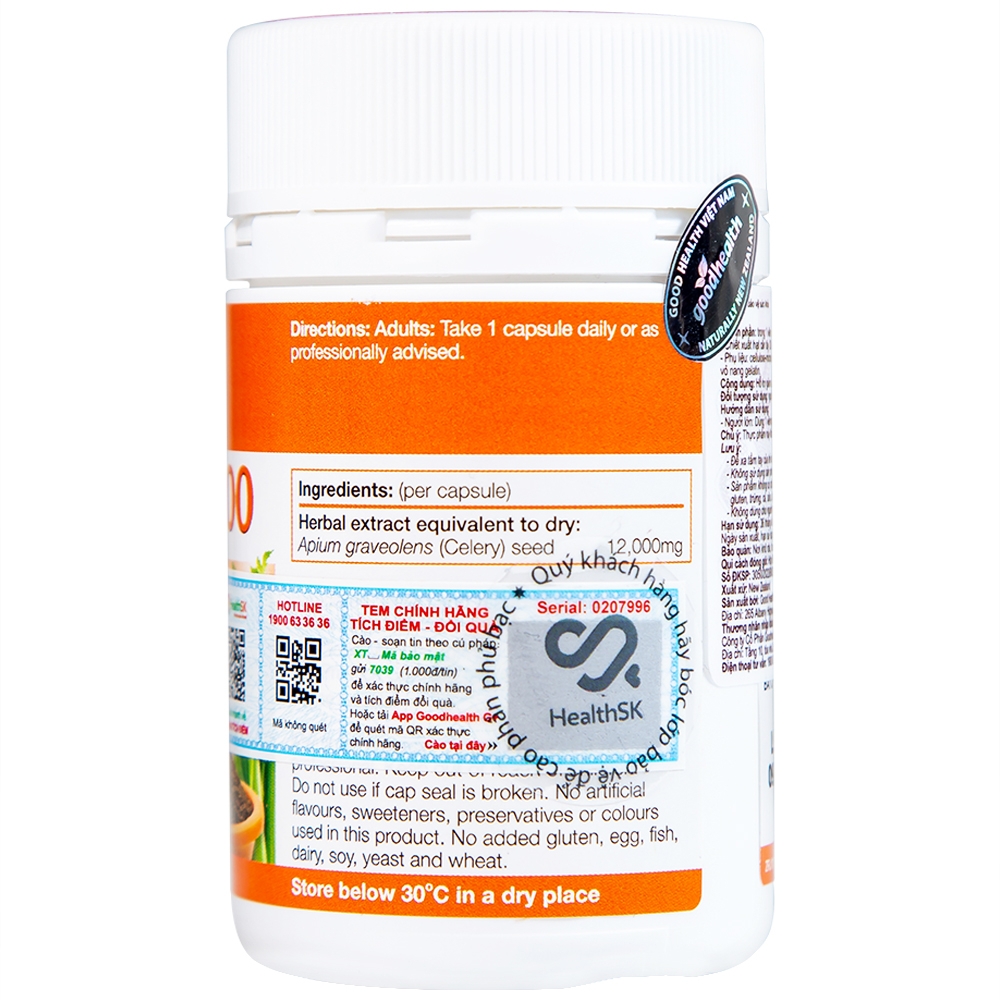 Hình ảnh Viên uống Celery 12000 GoodHealth hỗ trợ giảm acid uric cho người bị gout (60 viên)