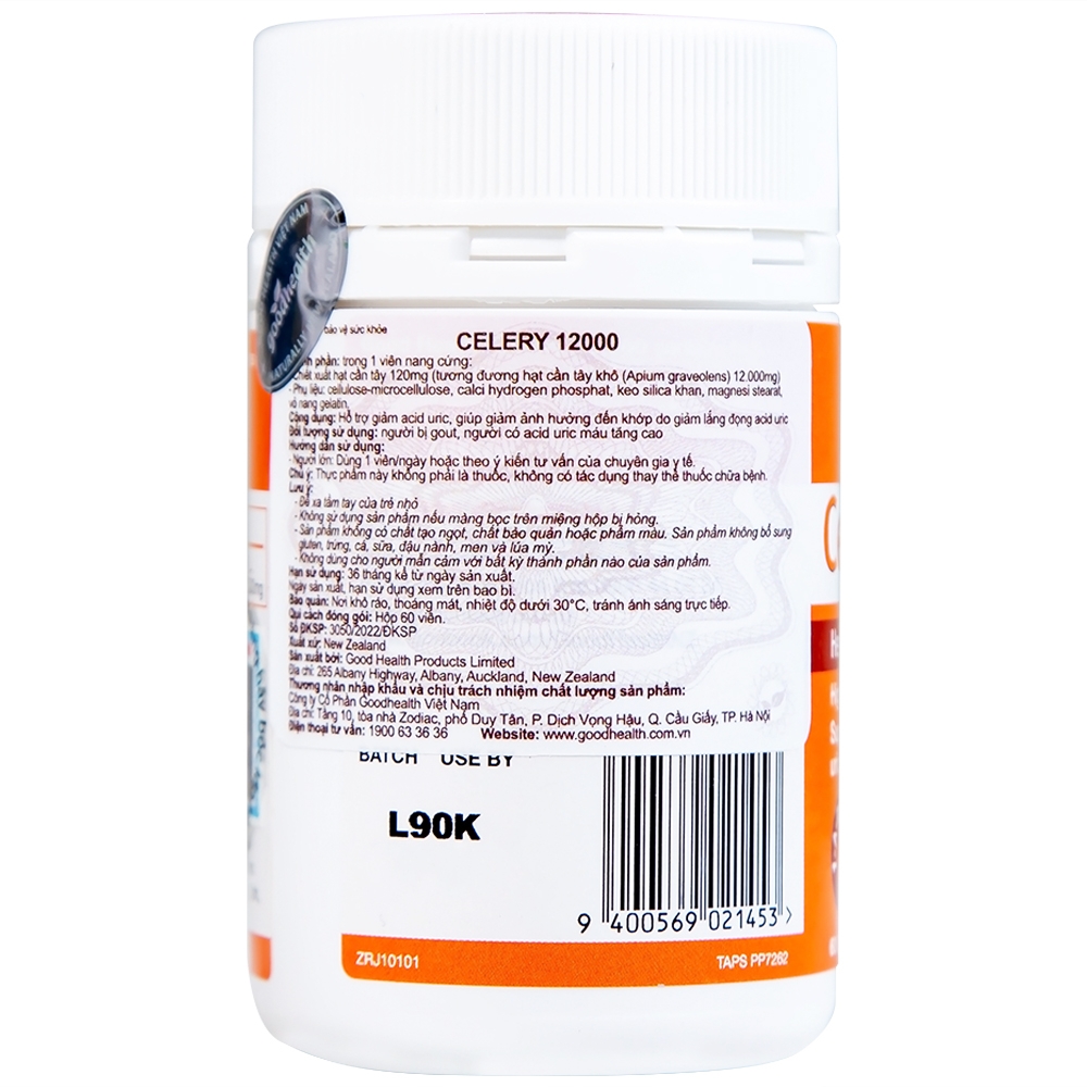 Hình ảnh Viên uống Celery 12000 GoodHealth hỗ trợ giảm acid uric cho người bị gout (60 viên)