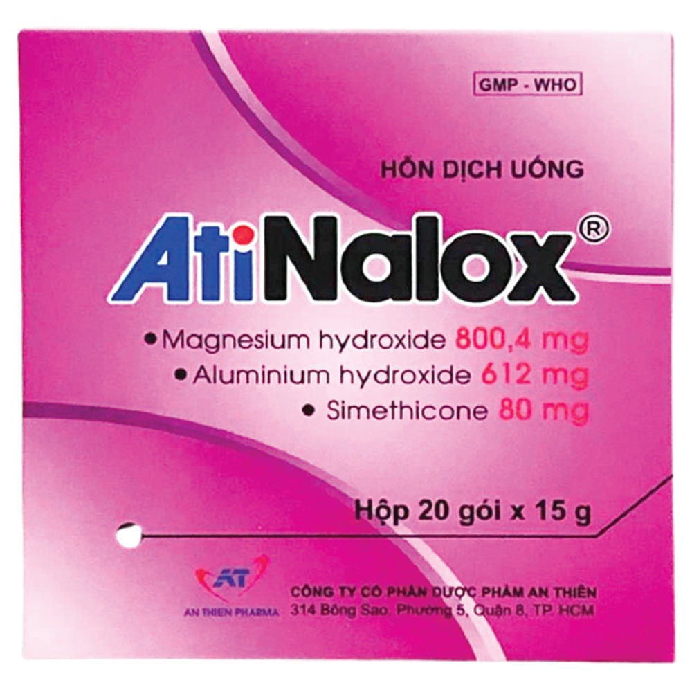Hình ảnh Hỗn dịch uống AtiNalox 15g An Thiên điều trị viêm loét dạ dày - tá tràng cấp, mạn tính (20 gói)