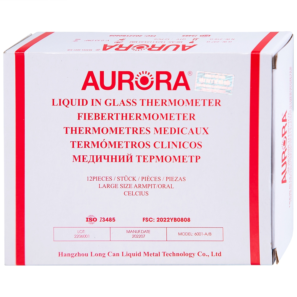 Hình ảnh Nhiệt kế thủy tinh Aurora HMP 6001-A/B đo thân nhiệt có vạch chia độ rõ nét (12 Cái)