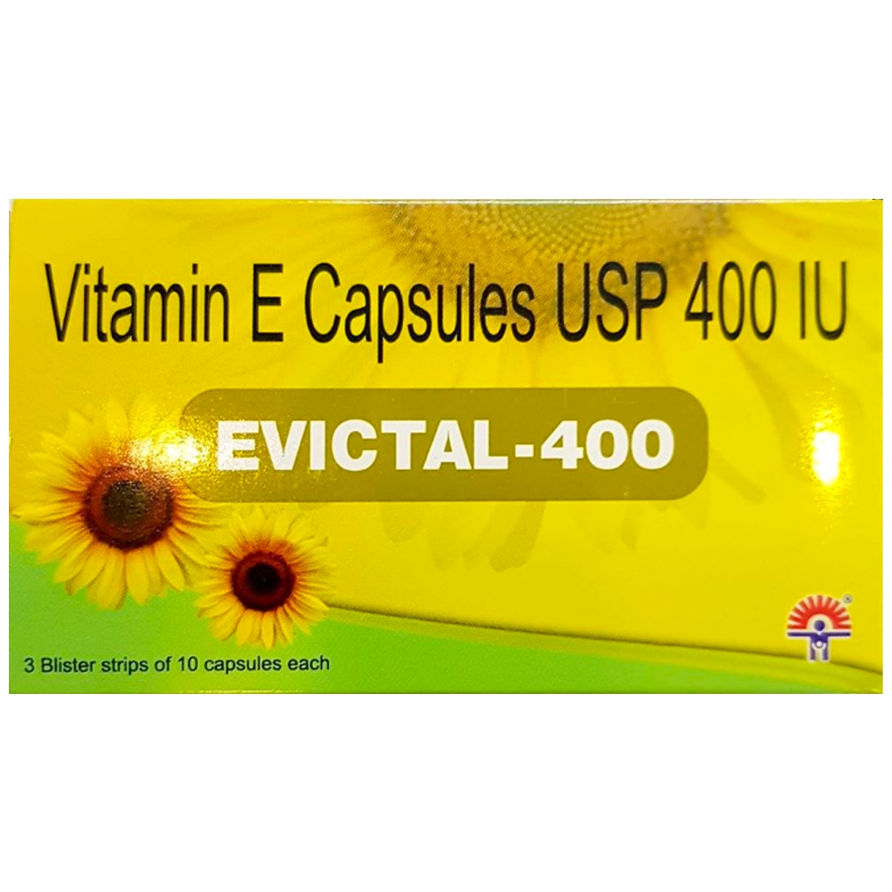 Hình ảnh Thuốc Evictal 400 Indchemie bổ sung vitamin E, cải thiện sức khỏe làn da (3 vỉ x 10 viên)