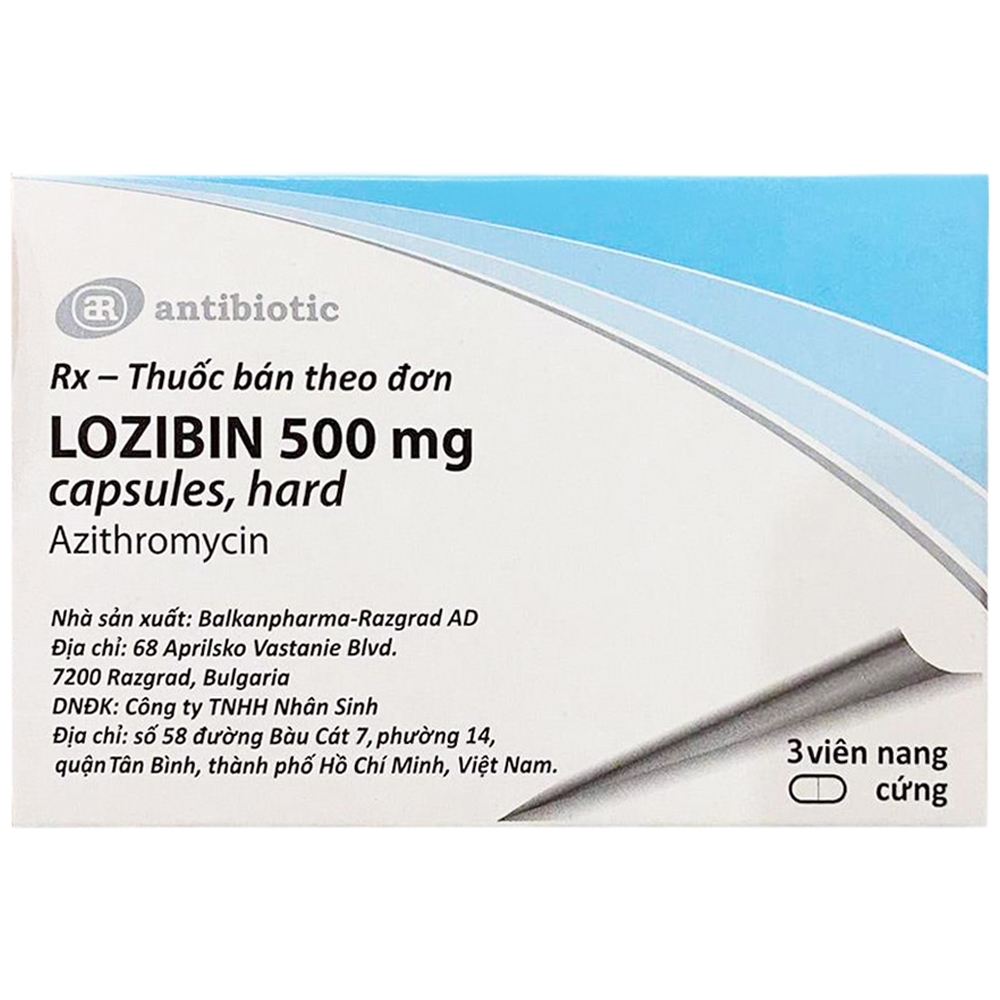 Hình ảnh Thuốc Lozibin 500mg Balkanpharma điều trị viêm nhiễm đường hô hấp dưới, trên (1 vỉ x 3 viên)
