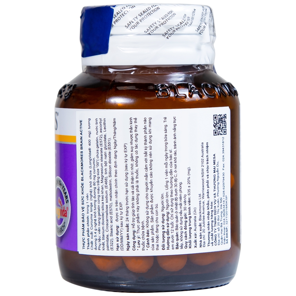 Hình ảnh Viên uống Blackmores Brain Active hỗ trợ tỉnh táo và cải thiện trí nhớ (30 viên)