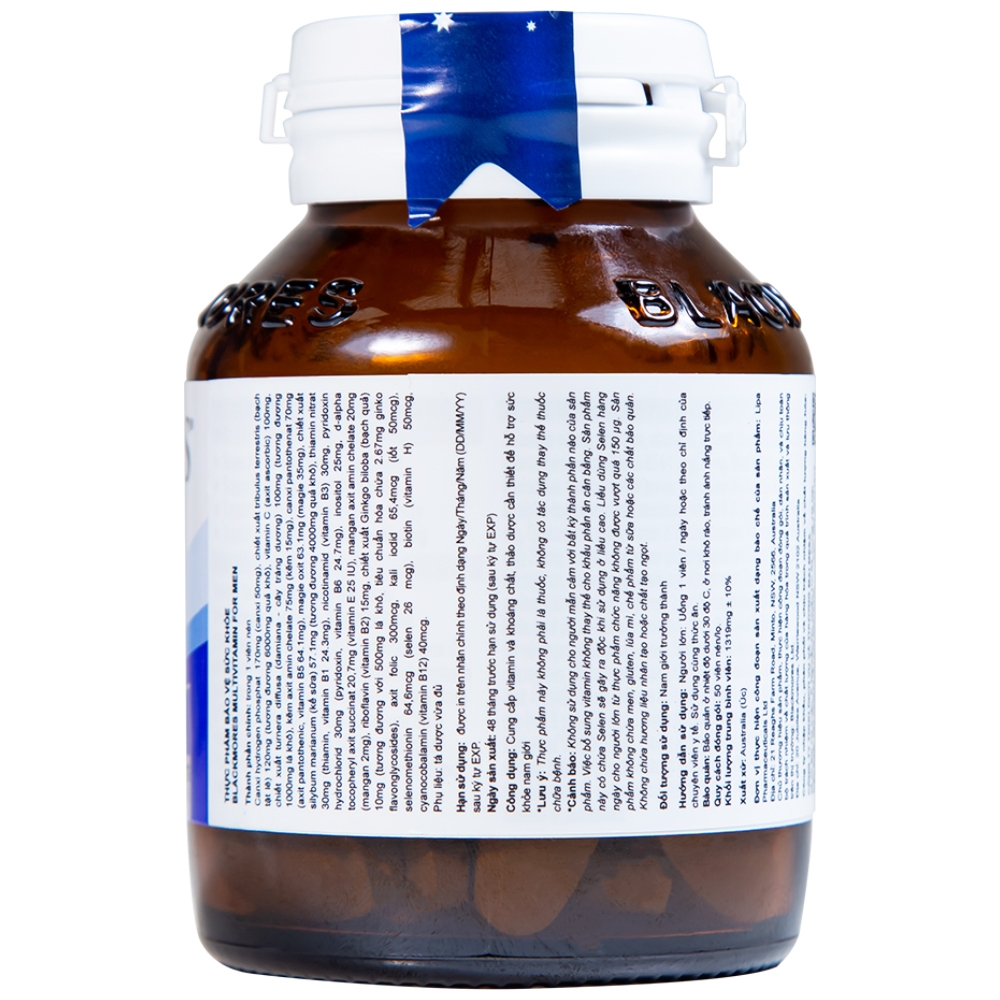 Hình ảnh Viên uống Blackmores Multivitamin For Men cung cấp vitamin, khoáng chất (50 viên)
