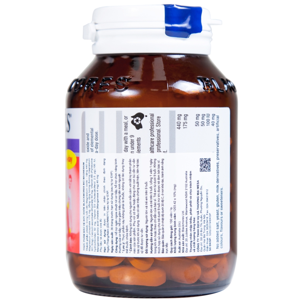 Hình ảnh Viên uống Blackmores Bio Magnesium hỗ trợ cơ bắp, giảm triệu chứng tiền kinh nguyệt (100 viên)