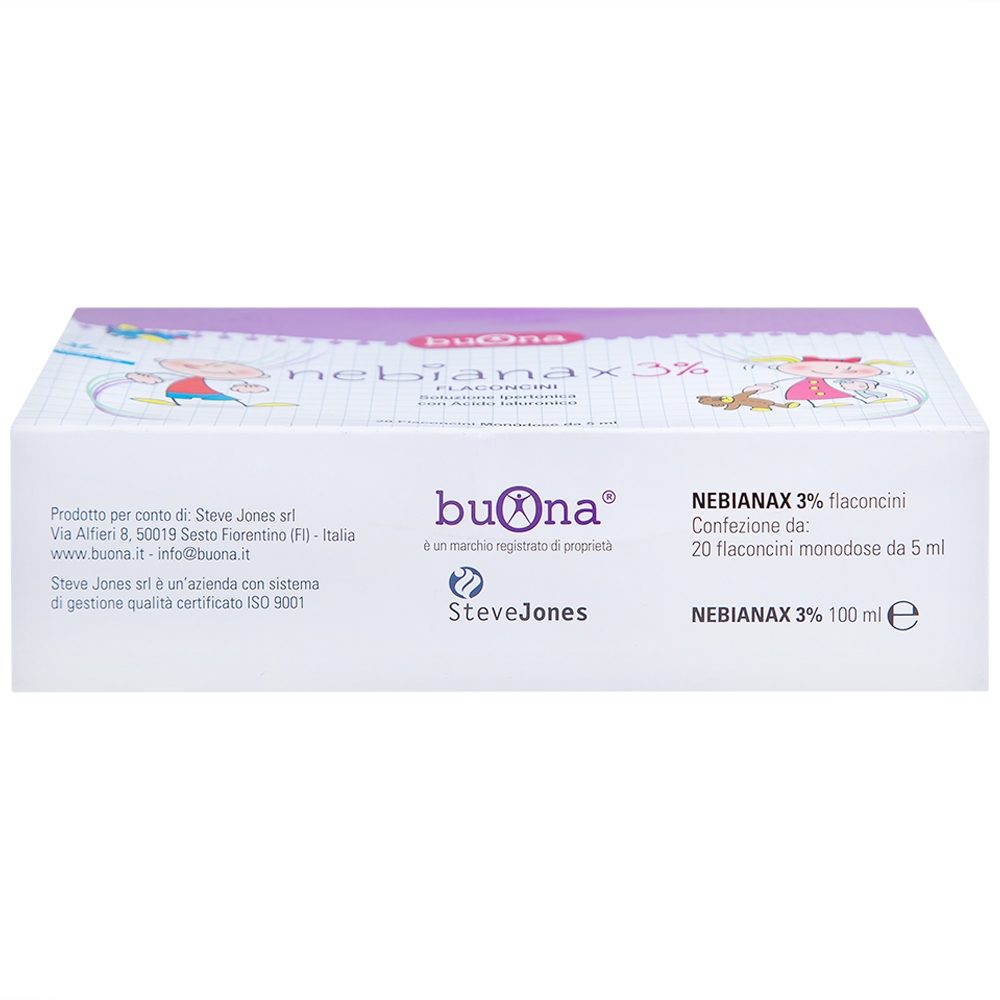 Hình ảnh Dung dịch muối ưu trương nhỏ mũi Buona Nebianax 3% làm loãng dịch nhầy ở mũi (20 ống)
