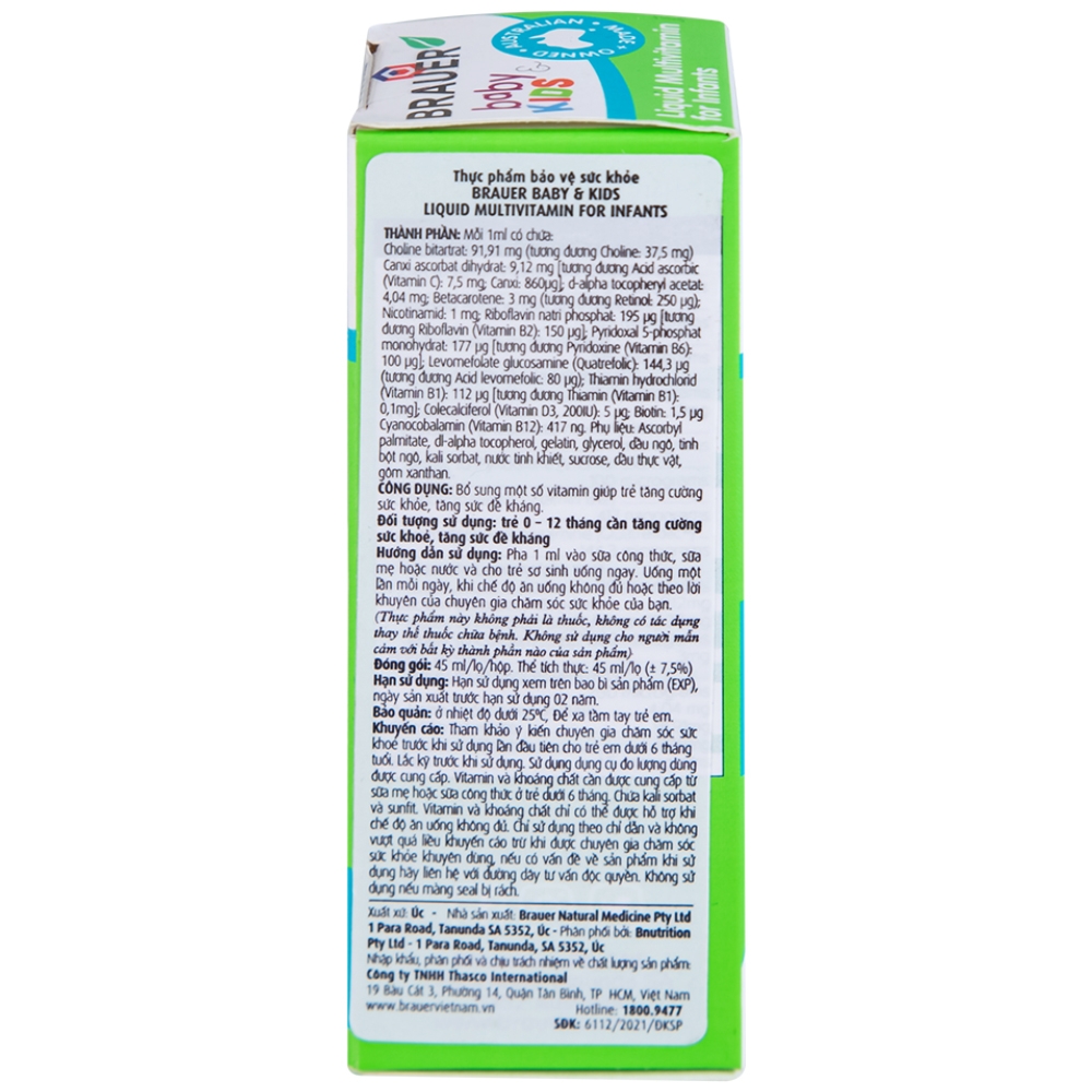 Hình ảnh Siro Brauer Baby & Kids Liquid Multivitamin For Infants bổ sung vitamin tăng cường sức khỏe (45ml)