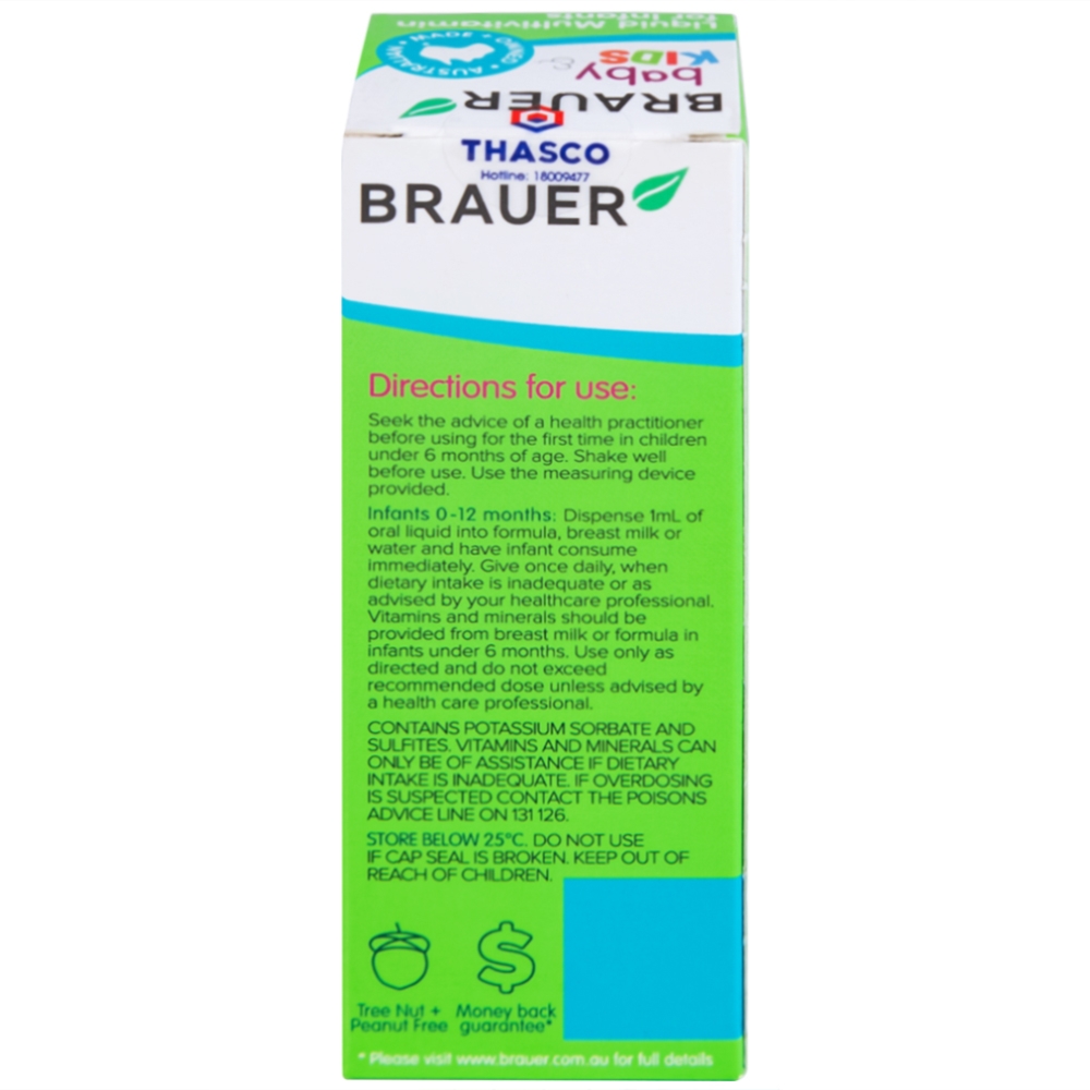 Hình ảnh Siro Brauer Baby & Kids Liquid Multivitamin For Infants bổ sung vitamin tăng cường sức khỏe (45ml)