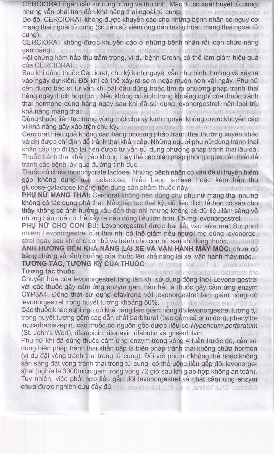 Hình ảnh Thuốc tránh thai khẩn cấp Cerciorat 1.5mg Exeltis (1 viên)